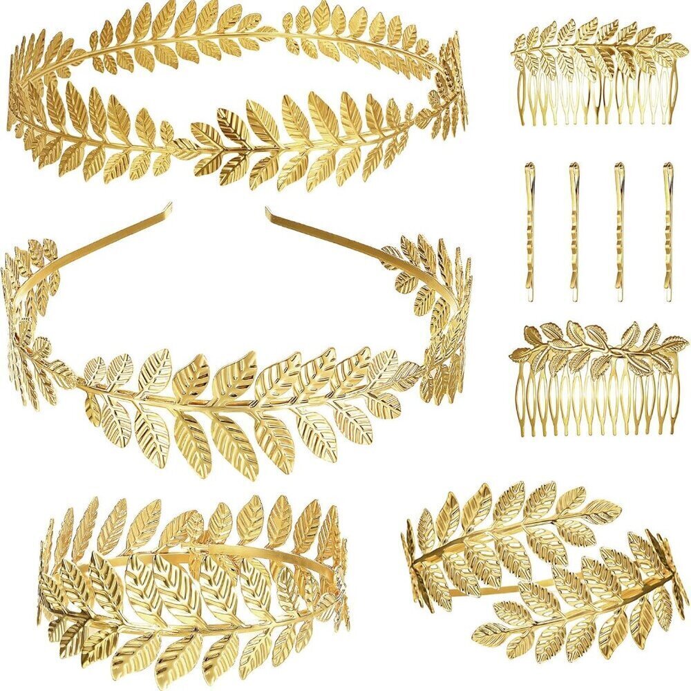 Greek Laurel Leaf Jewelry Set 10 Pcs Bridal Costume Accessories for Women